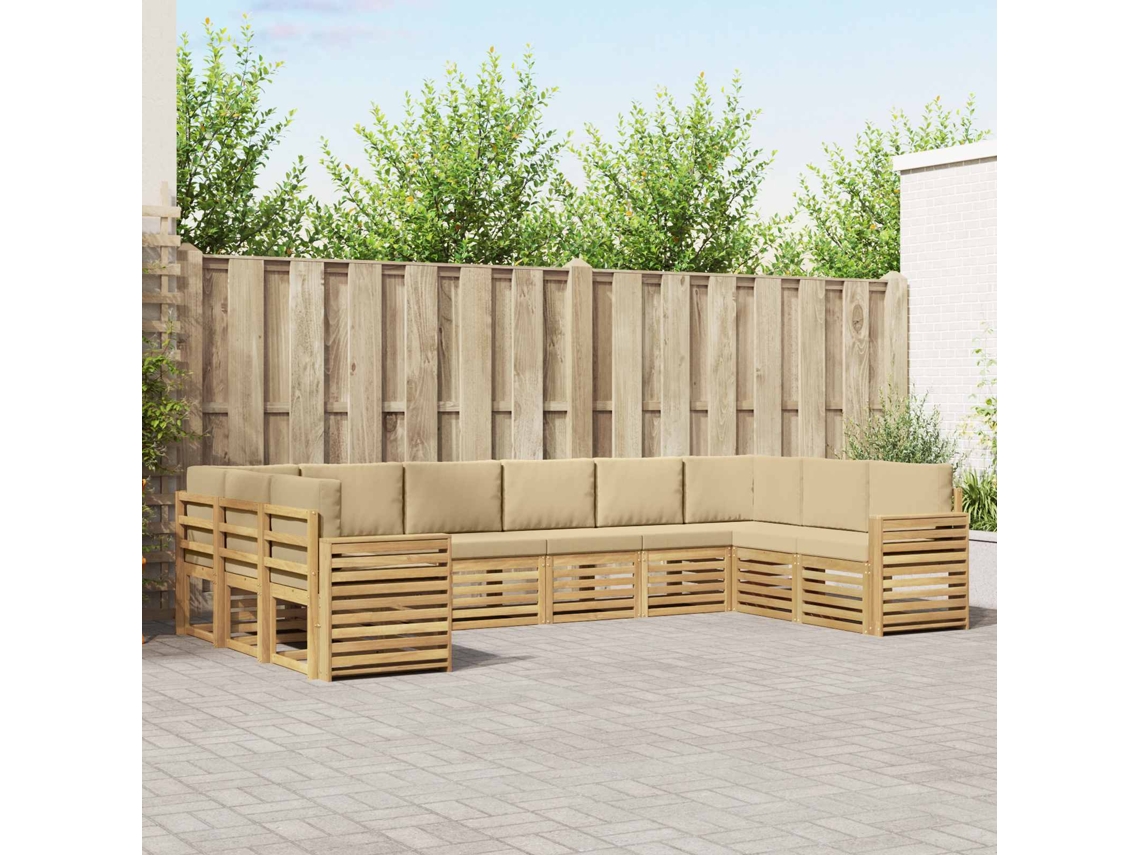 Vidaxl Conjunto De Sofás Para Exterior 10 Unid. Branco E Bege