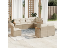 Pcs Conjunto De Sofás P/ Jardim Com Almofadões Vime Pe Bege Dkd Home Decor