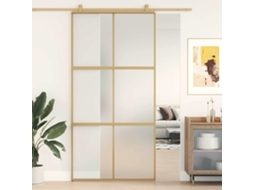 Vidaxl Porta Deslizante 102,5x205 Cm Vidro Esg Fosco/alumínio Dourado