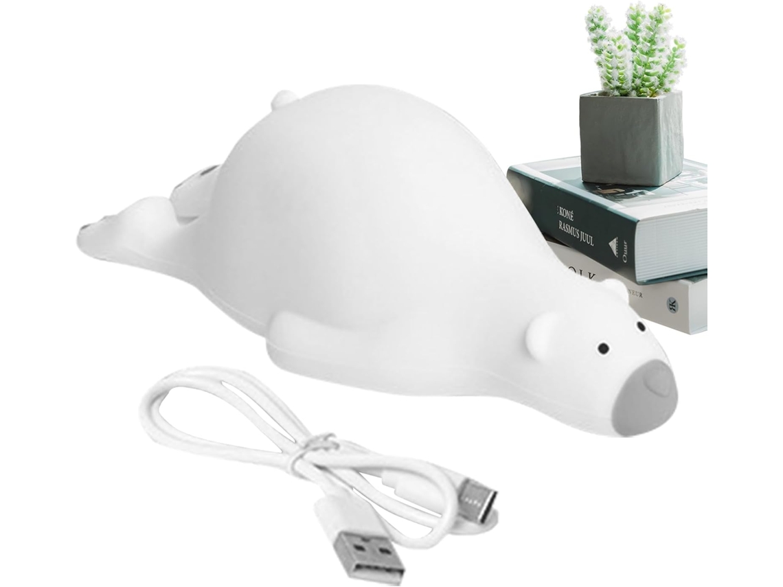 Luminária Noturna Ursinho 3 Níveis De Luz, Recarregável Via Usb,