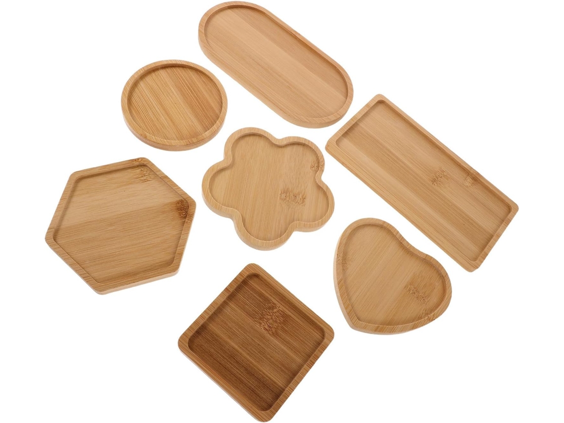 Vicasky Conjunto De 7 Peças De Tampas De Bambu Puro Cor Cáqui Para Copos, Multiuso E