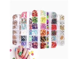 Kit de 5 Caixas de Strass para Unhas, Strass Multicolorido Misturado com Pérolas e Lantejoulas