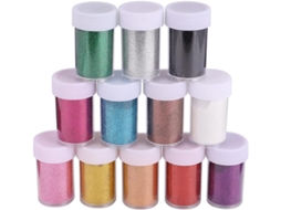 Kit com 12 esmaltes com glitter vermelho em ABS para unhas brilhantes.
