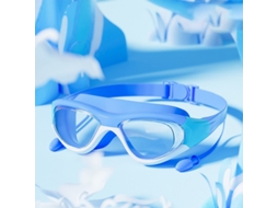 Óculos de Natação Azuis Infantis com Protetores Auriculares e Proteção Uv Antiembaçante AQUAFORGE