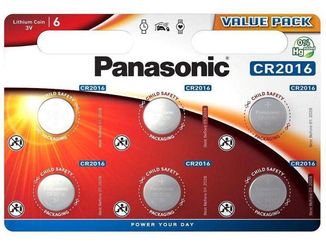 Pilhas Litio tipo Botão PANASONIC CR2016 (6 Und)
