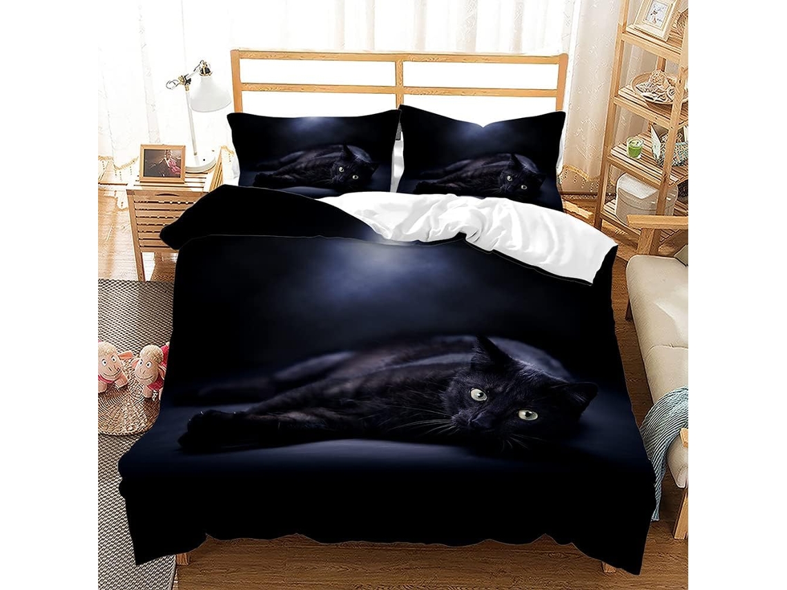 Conjunto de Cama com Estampa Cachorro em Microfibra Fronha 135x200cm