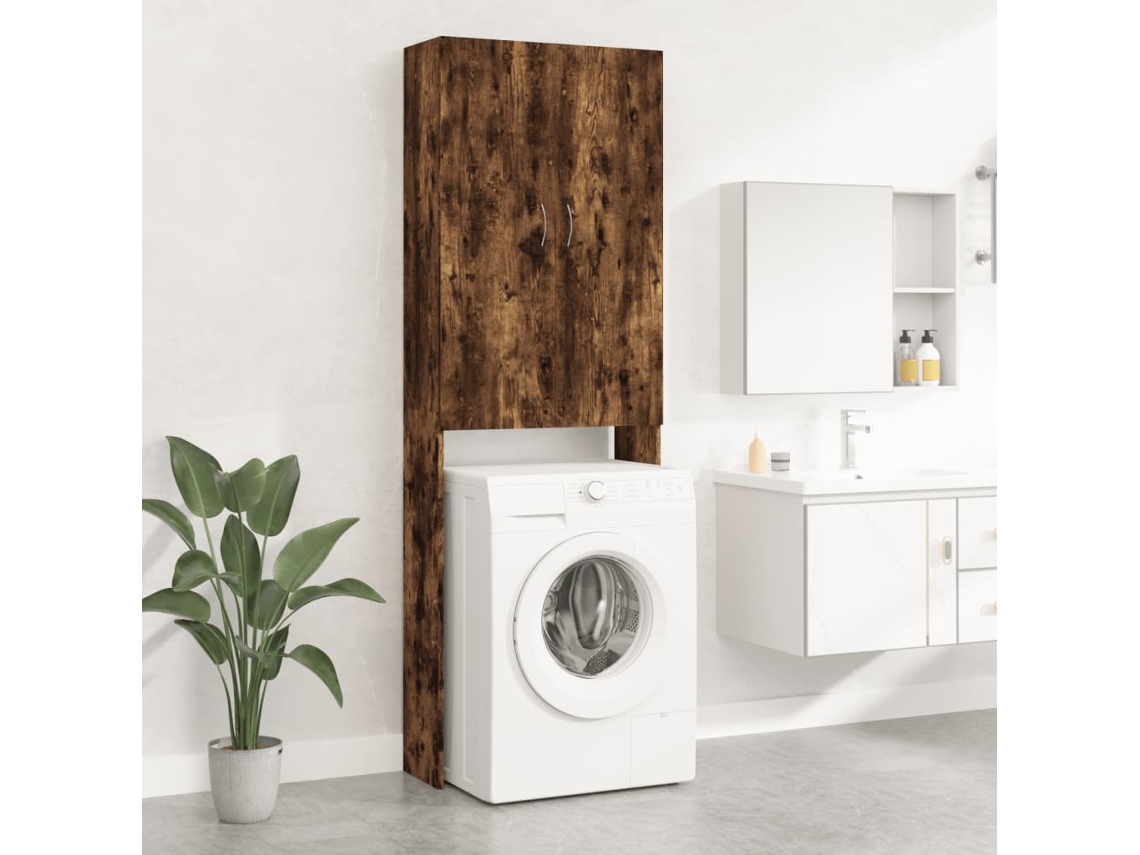 Vidaxl Armário Máquina Lavar Roupa 64x25,5x190 Cm Carvalho Fumado