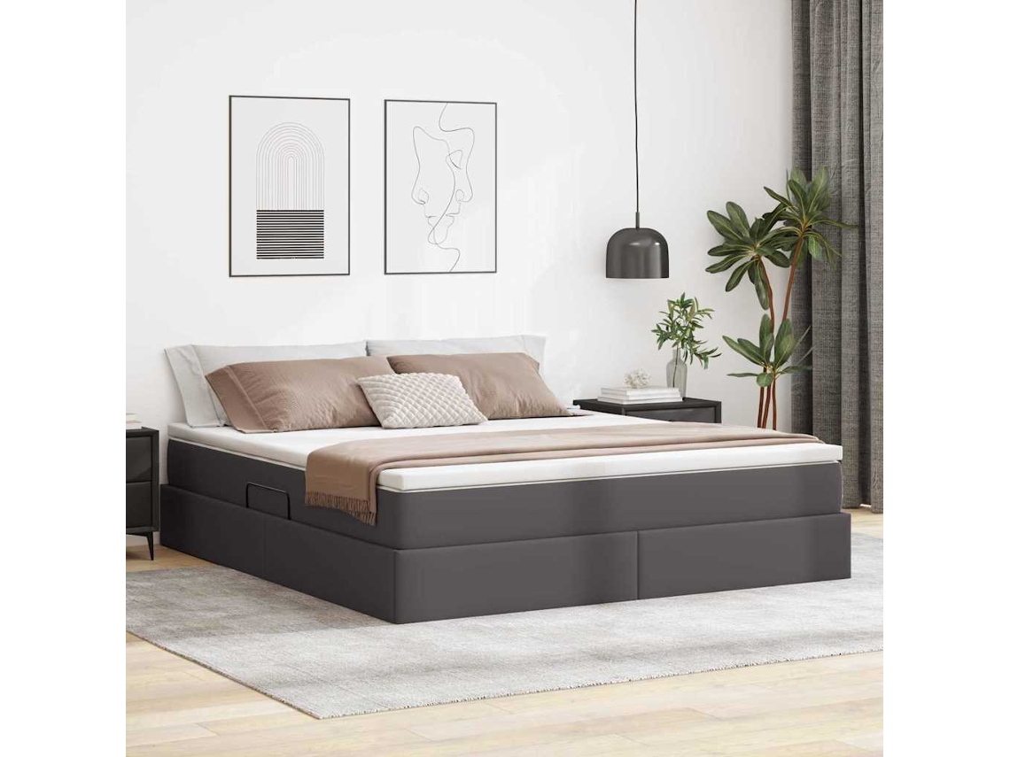 Vidaxl Cama Com Arrumação E Colchão Com Colchão Cinzeto 180 X 200 Cm