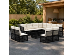 Vidaxl Conjunto De Sofá De Jardim 12 Unid. Preto Vime Pe