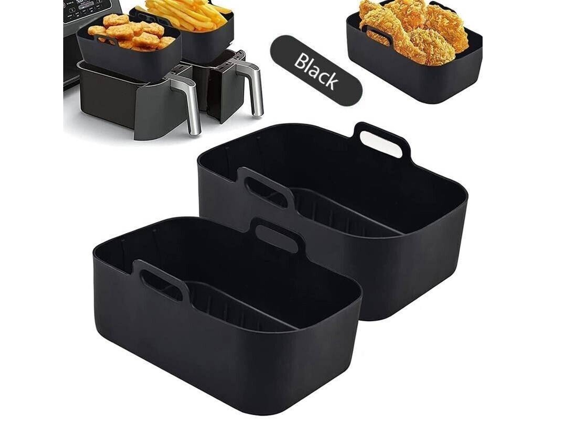 Panela De Silicone Para Fritadeira A Ar Com Cesto Duplo, Alça E Assadeira