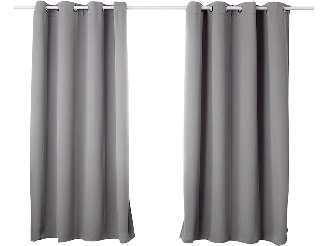 Cortina Blackout Térmica, Ilhós, Privacidade, Lavável, 2 Peças, 168 X 229 Cm, Cinza Escuro