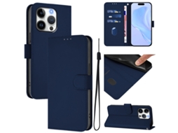 Capa De Couro Sintético Para Iphone 16 Pro - Toque Suave - Cor Sólida - Com Cordão