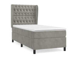 Cama com Molas/colchão 90x200 Cm Veludo Cinza claro MAISON EXCLUSIVE