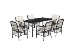 Garden Dining Set, Garden Dining Sets Vidaxl Preto Rattan / Vime (160 Cm Table Length)