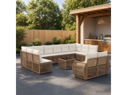 Vidaxl Conjunto De Sofá De Jardim 13 Unid. Bege E Branco Creme Vime Pe