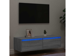 Móvel De Tv Com Luzes Led 100x35,5x25 Cm Sonoma Cinza Dkd Home Decor