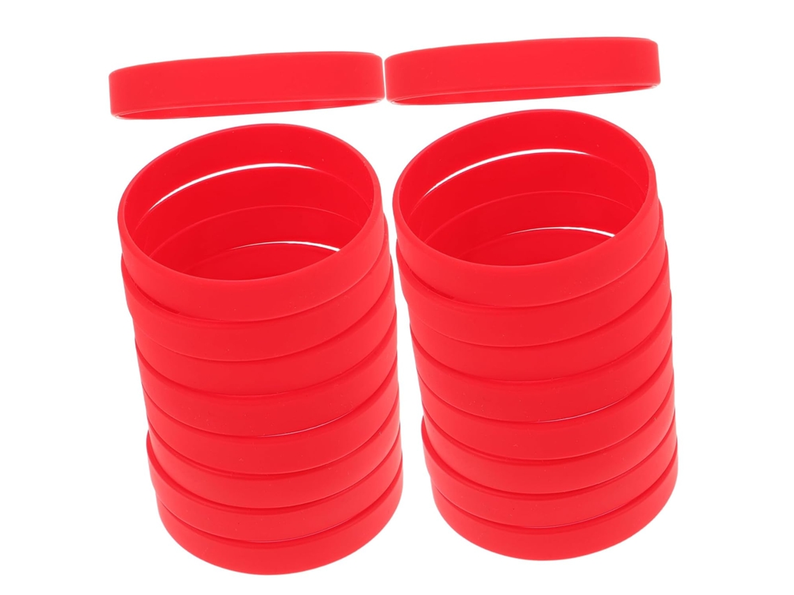 Conjunto de 48 Pulseiras de Silicone Vermelhas, Flexíveis e À Prova D Água, Ideais para Festivais, Aniversários e Desporto