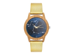 Relógio de quartzo unissex para casais com pulseira de silicone e mostrador redondo (dourado)