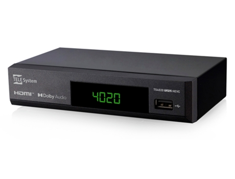 Descodificador Digital Terrestre e de Satélite Dvb-T2/S2 Hevc Hd Hdr10 Hlg com Ecrã TELE SYSTEM Ts4020 T2S2Hevc Combo