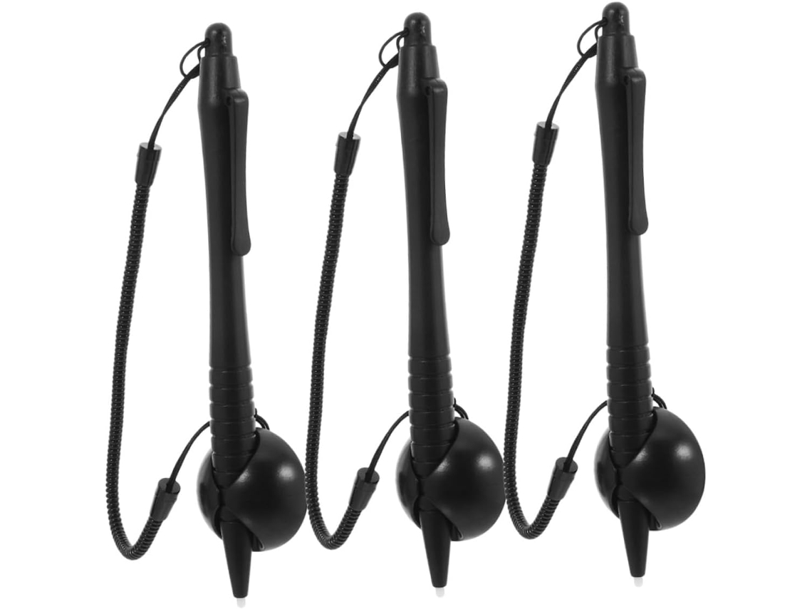 Conjunto De 3 Canetas Stylus Para Telas Resistivas Com Cordão Anti Perda E Base Multifuncional Para Gokoco