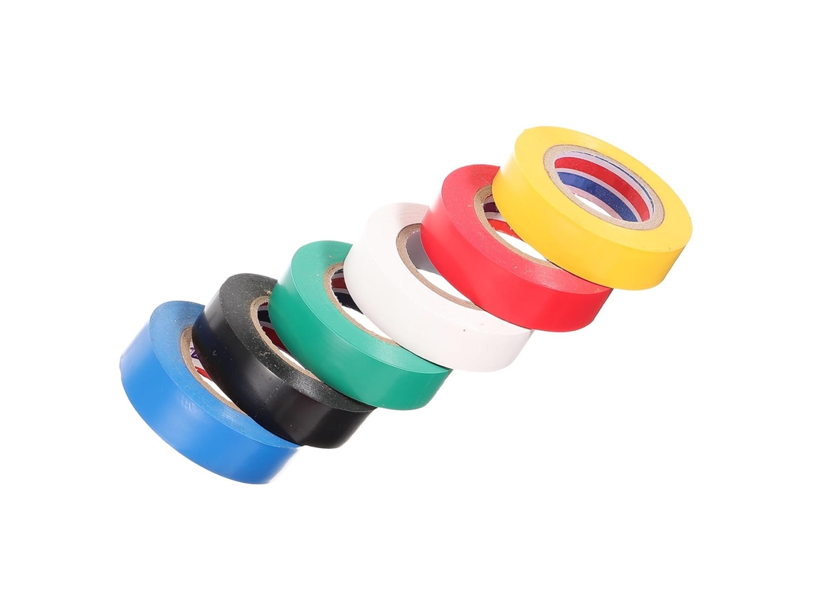 Cabilock Pacote Com 6 Rolos De Fita Isolante Elétrica Pvc 18mm X 20m, Resistente À Temperatura E Abrasão, Para Reparos