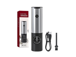 Set de Molinillos Eléctricos Recargables de Sal Y Pimienta Usb Acero Inoxidable Automáticos Blacksilver