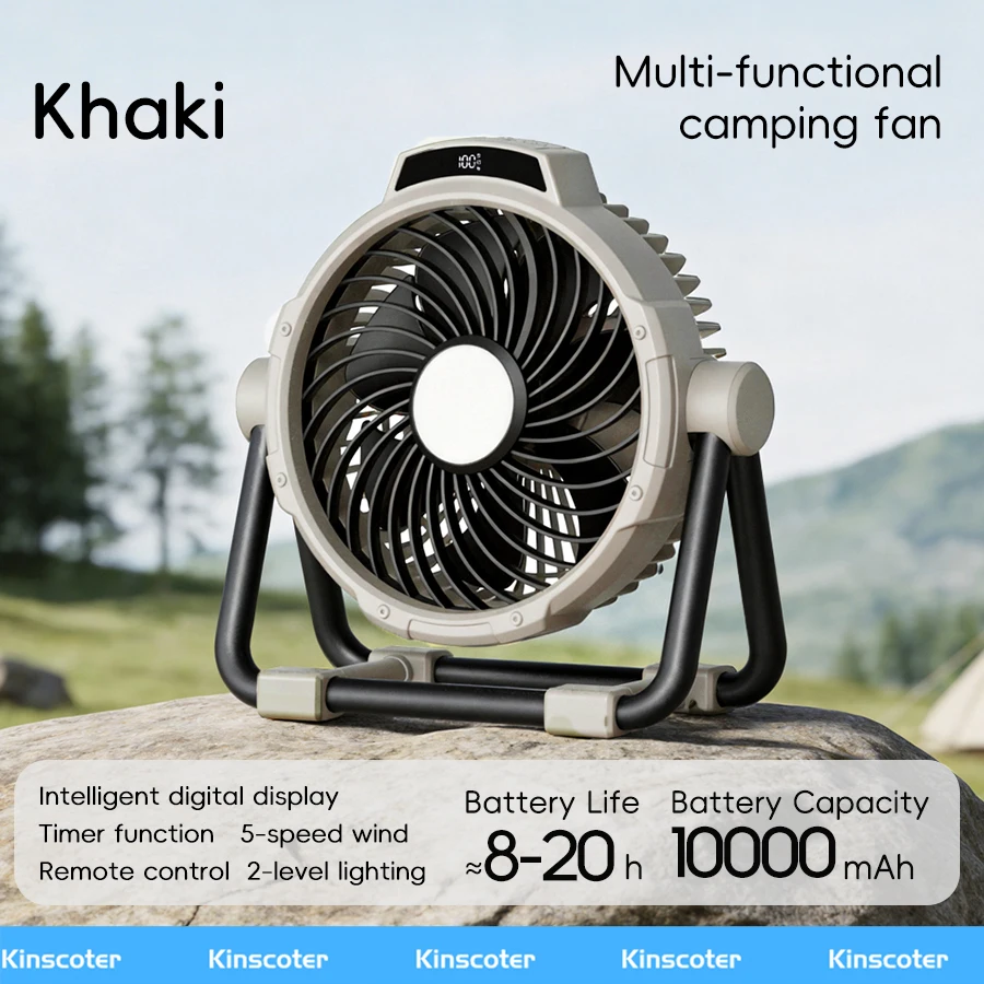Ventilador Portátil 6 em 1 MDUG com quatro velocidades de vento, luz LED e bateria externa