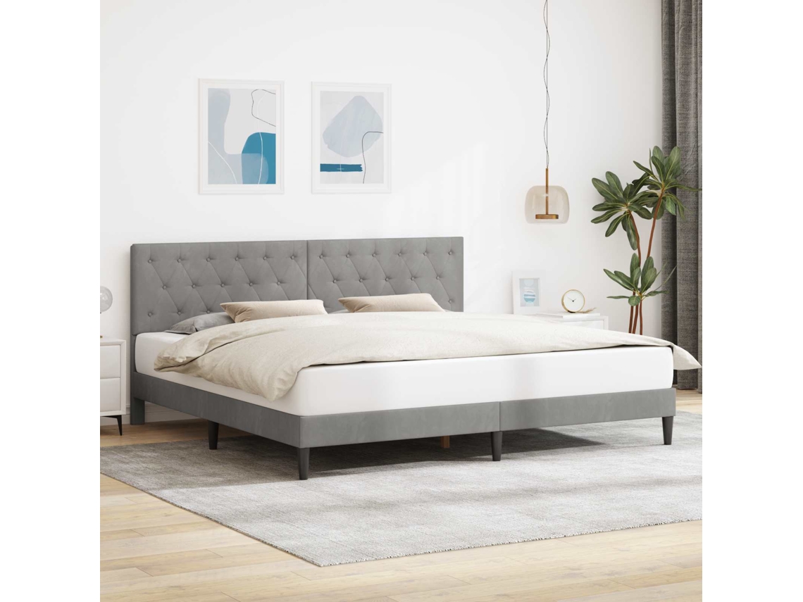 Vidaxl Estrutura Da Cama Cinzento-claro 180 X 200 Cm Veludo