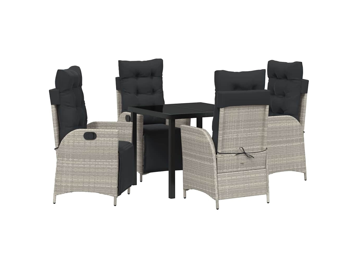 Maison Exclusive - Conjunto De Jantar Para Jardim 5 Pcs Cinzento-claro Vime Pe