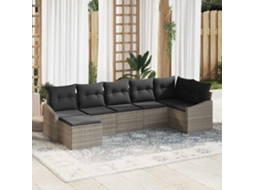 Vidaxl Conjunto De Sofá De Jardim 7 Unid. Cinzento-claro Vime Pe