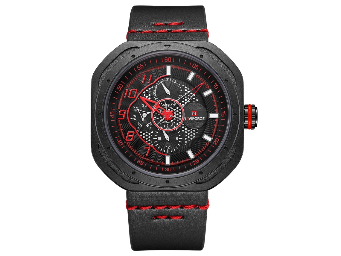 Relógio Masculino de Quartzo com Pulseira Pu À Prova D'água 30m Naviforce