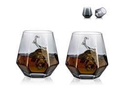 Vasos De Whisky Diamante 2 Pack 300ml Vidrio Gris Ahumado Slope Moderno Bebidas Versátiles