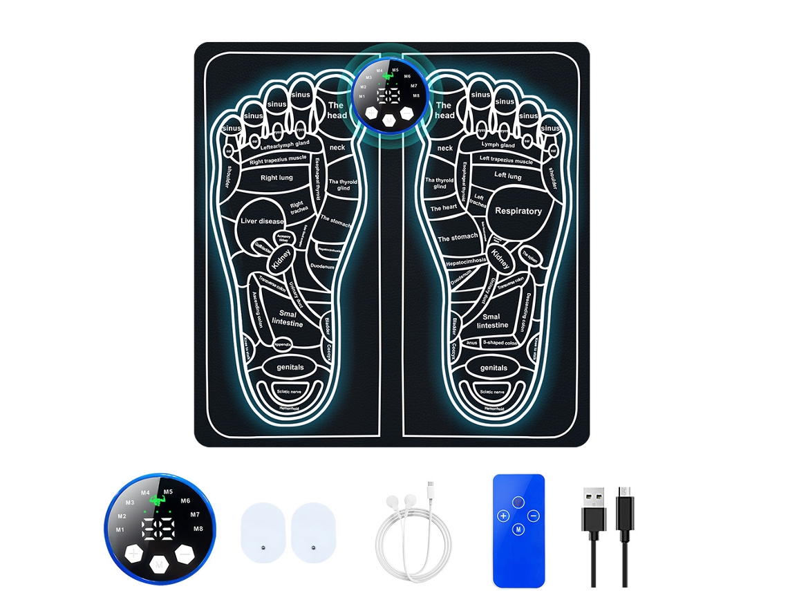 Massageador De Pés Ems 8 Modos De Massagem Com Controle Remoto Azul
