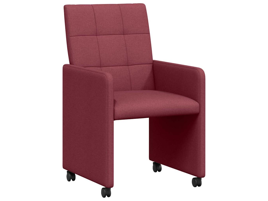 Conjunto de 2 Cadeiras de Jantar com Rodas Vermelhas Tinto Tído MAISON EXCLUSIVE