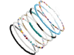 De 8 Tornozeleiras De Miçangas Para Meninas, Pulseiras Ajustáveis E Coloridas.