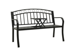 Vidaxl Banco De Jardim Com Mesa 120 Cm Aço Preto