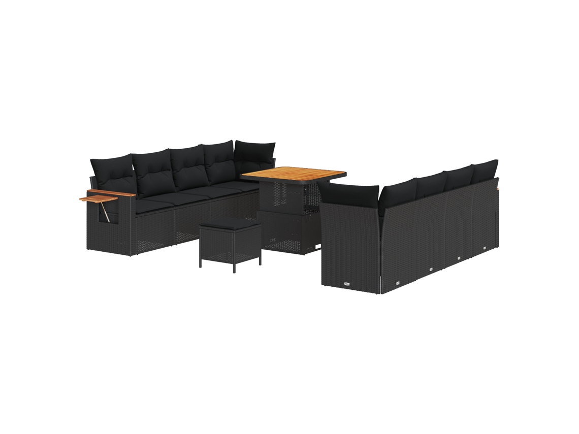 Conjunto 12 Móveis De Jardim Vidaxl Preto Vime Pe (234 X 204 X 85 Cm)