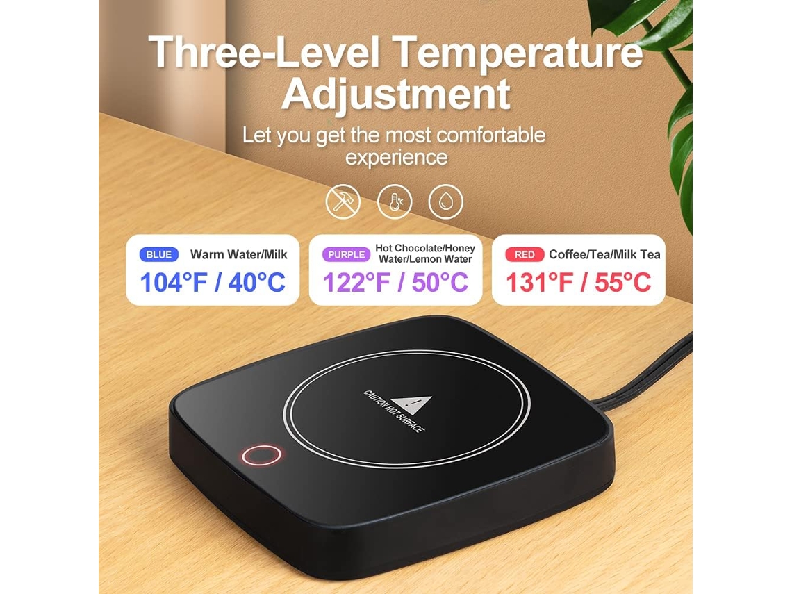 Lurelia Aquecedor De Canecas Usb 3 Temperaturas Desligamento Automático À Prova Água Aço Inoxidável Para Café Chá