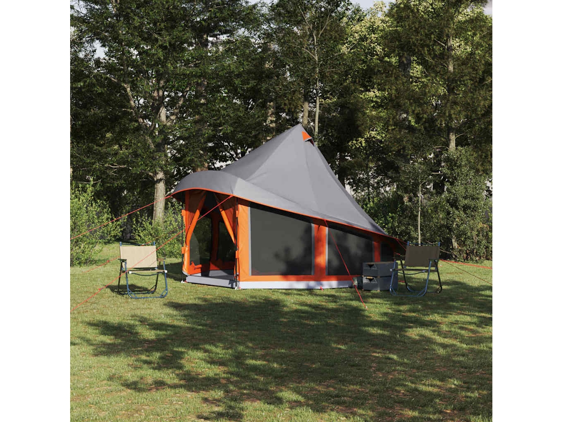 Vidaxl Barraca Tipi Cinza E Laranja 404 X 370 X 270 Cm Tafetá