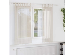 Vidaxl Cortinas De Voile Com Aba 2 Pcs Creme