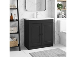 Vidaxl Armário De Banheiro Embaixo Da Pia Preto 56 X 37,5 X 81 Cm