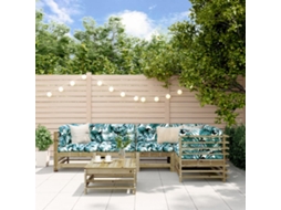Pcs Conjunto Lounge De Jardim C/ Almofadões Pinho Impregnado Dkd Home Decor