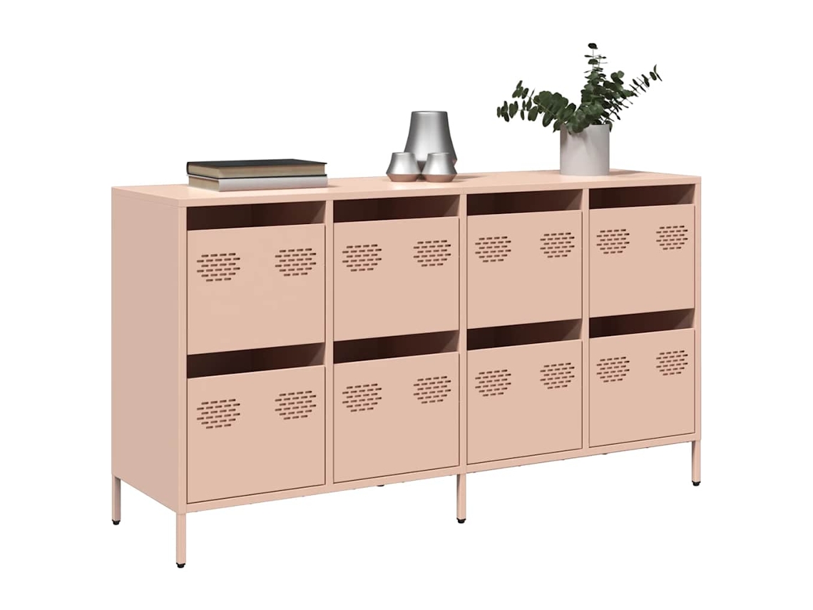 Vidaxl Aparador 135x39x73,5 Cm Aço Laminado A Frio Rosa