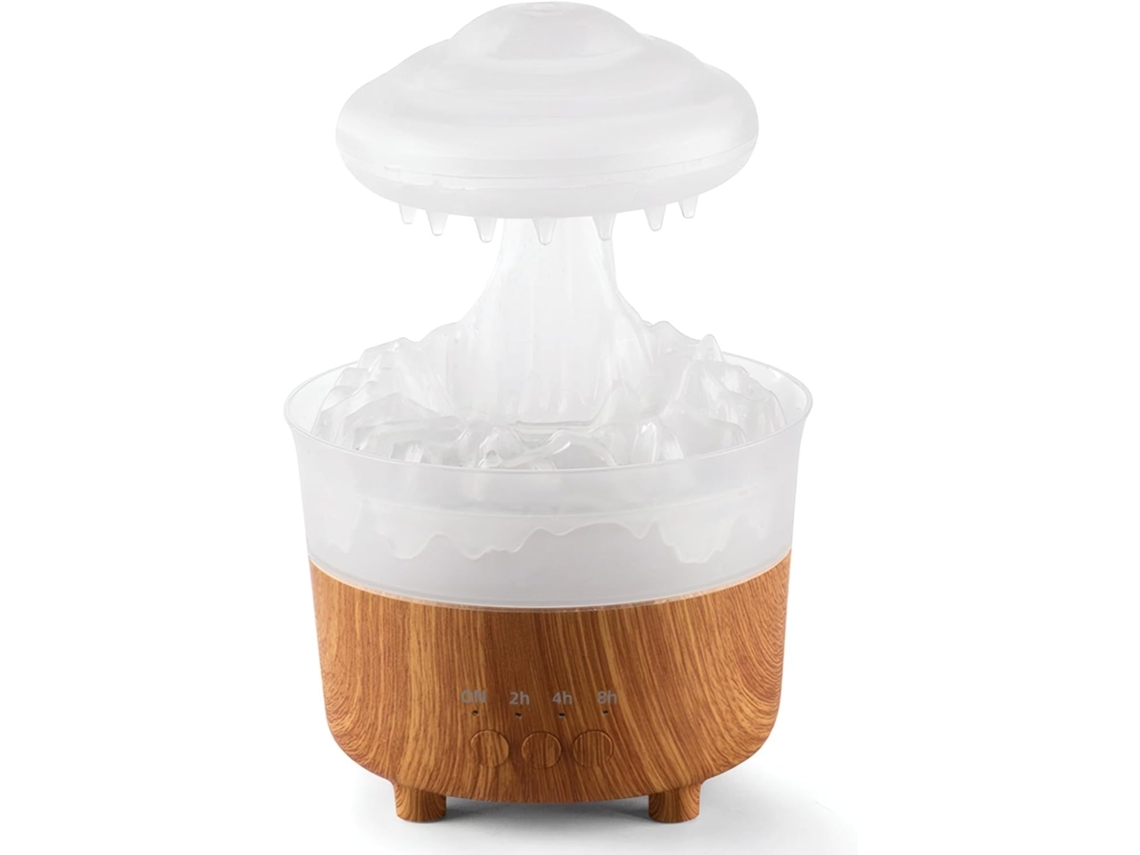 Umidificador Rain Cloud Com Efeito De Gotejamento Água, Difusor Ultrassônico De Óleos Essenciais Para Aromas, 230ml, 7 Cores