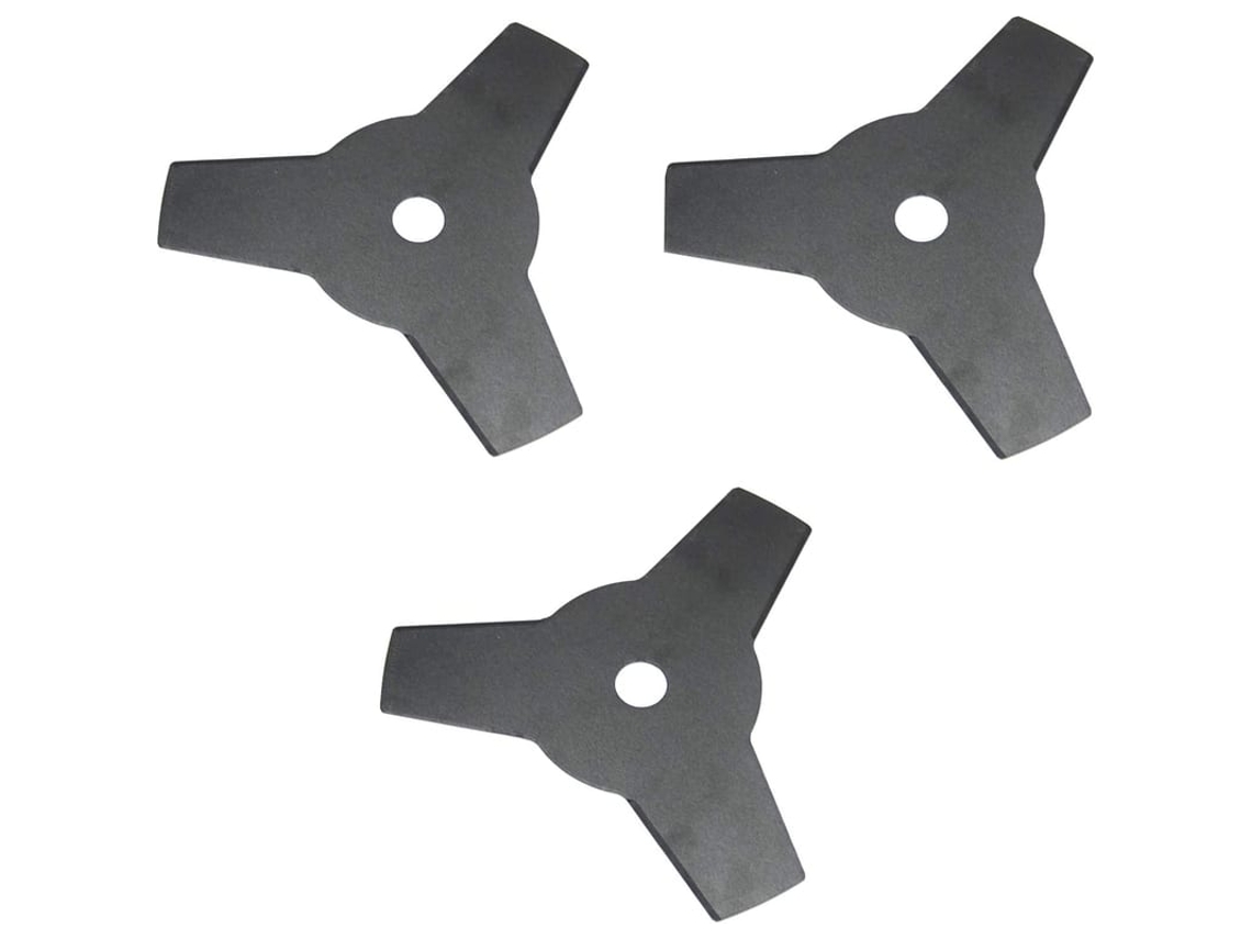 3 Lâminas Para Cortador De Grama 10" Com Buraco Central 25.4mm Para Homelite Echo Shindaiwa