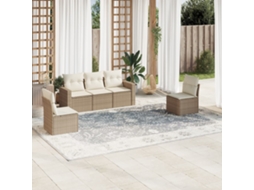Vidaxl 5 Pcs Conjunto De Sofás P/ Jardim Com Almofadões Vime Pe Bege