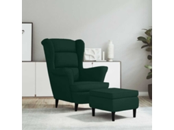 Vidaxl Poltrona De Descanso Com Banco Veludo Verde-escuro