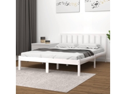 Estrutura De Cama 140x200 Cm Madeira De Pinho Maciça Branco