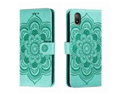 Capa De Couro Para Celular Com Padrão De Mandala Solar Em Relevo