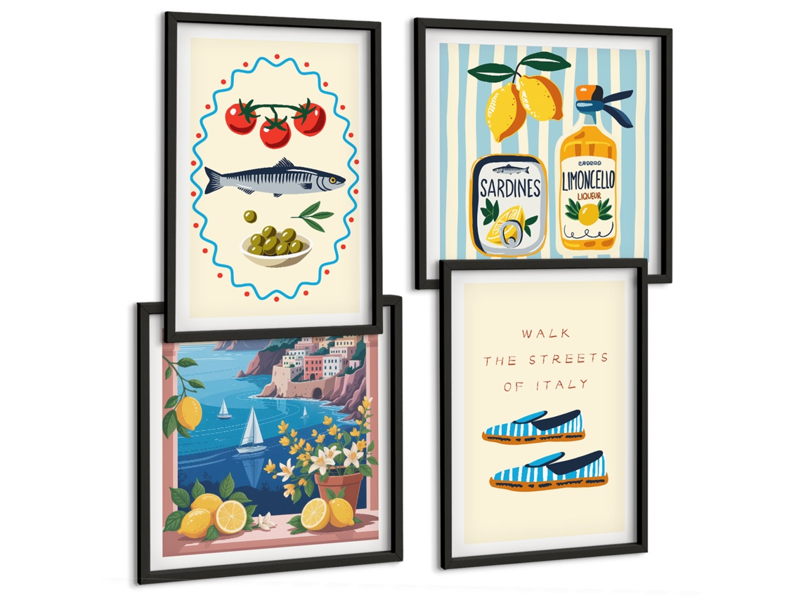 Pinturas Murais Modernas Figuras De Plantas Estilosas, Matisse Moldura Preta Fotos Para O Escritório Espelharte (conjunto De 4 Imagens)